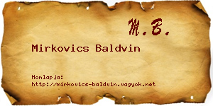Mirkovics Baldvin névjegykártya